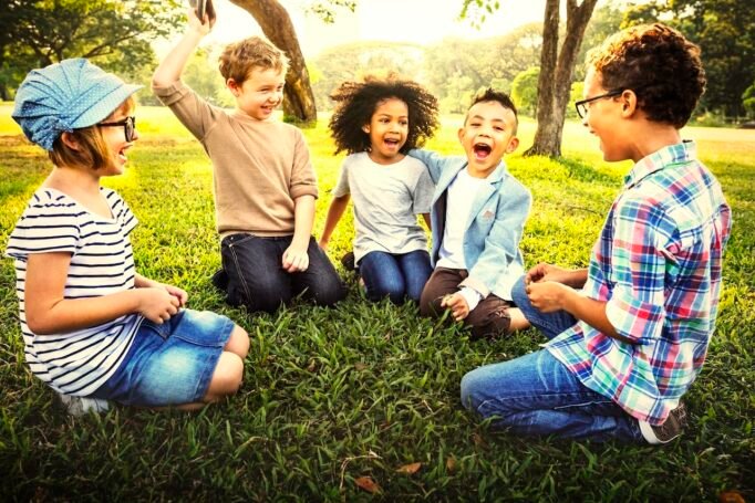 Happy kids in the park